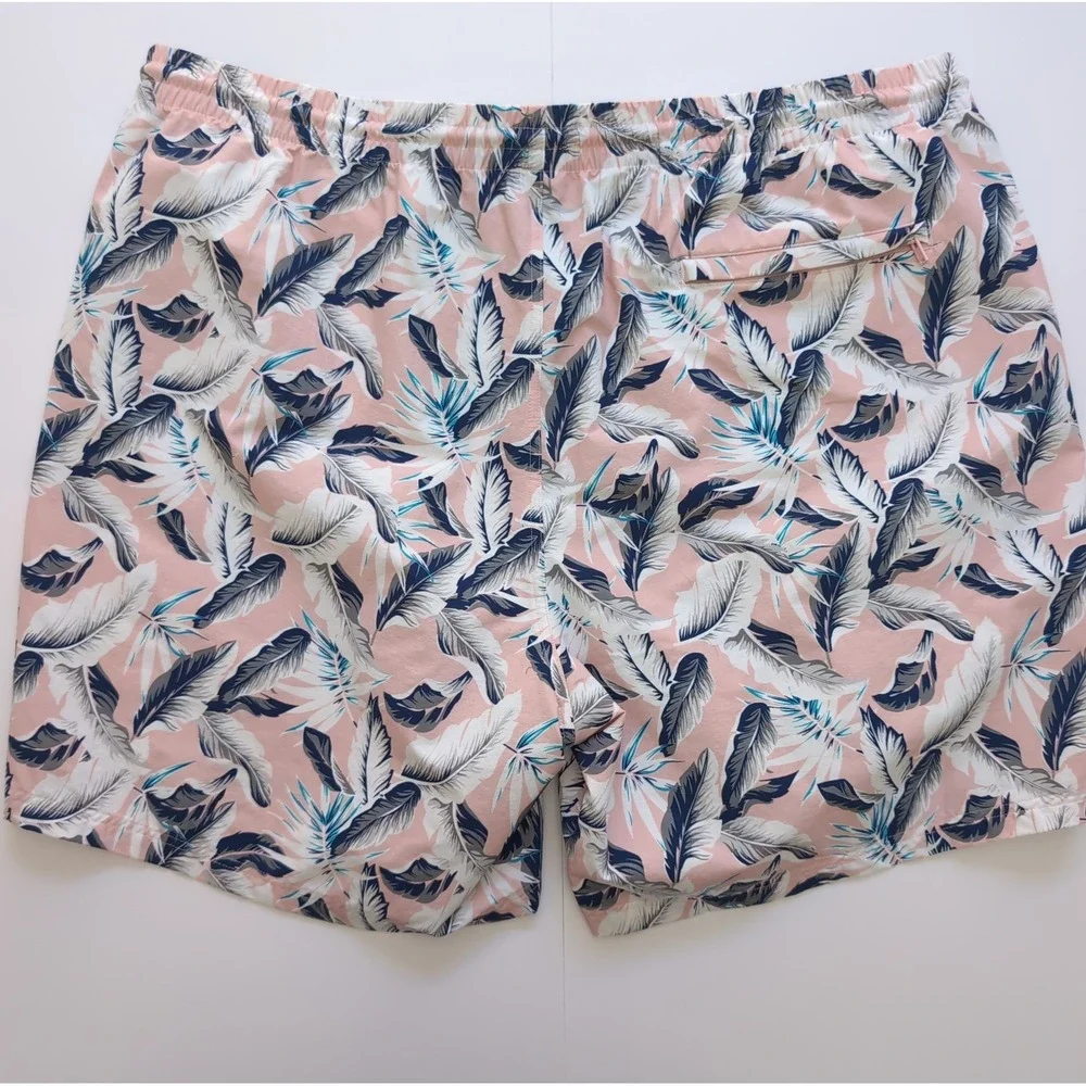 Dixxon Flannel Co Barbuda Boardshorts Mens 2XL Pink Palm Leaf Trunks XXL Beach